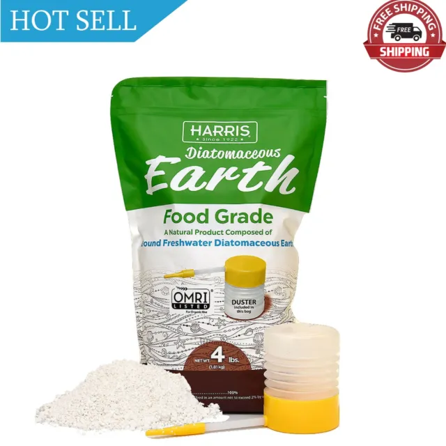 Harris Diatomaceous Earth Food Grade, 4lb with Powder Duster Included in The Bag