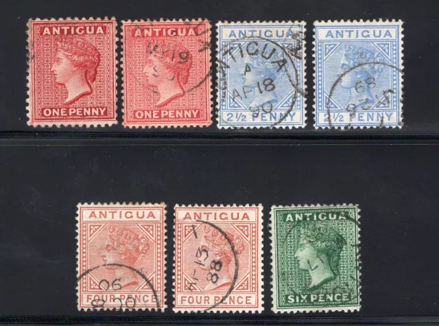 1884-87 Antigua. SC#2/4. SG#24-29. Used, VF. Extra Shades