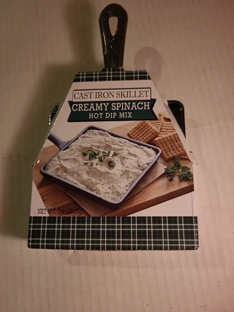 Sartén de hierro fundido 5,5"" x 5,5"" nueva sellada con espinacas cremosas mezcla de inmersión caliente