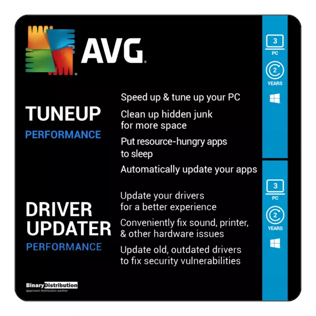 AVG Bundle - Driver Updater & PC TuneUp 3 PC 2 Years - [Download]