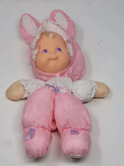 Vintage Puffalump Fisher Price Kids Plush Pink Bunny Ears Baby Doll 14"
