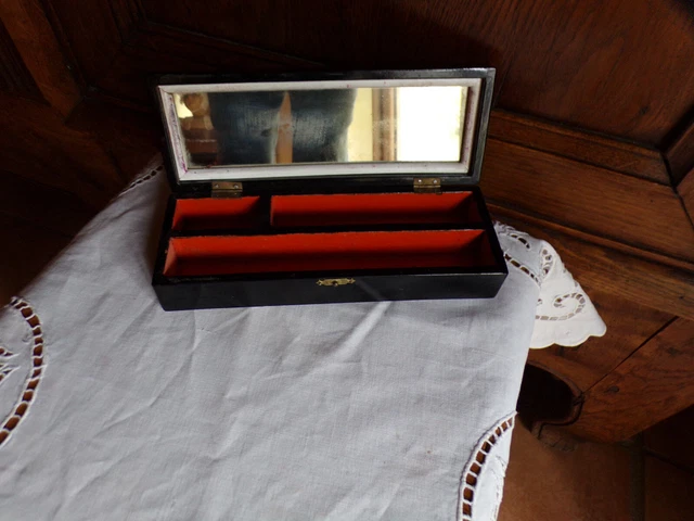 Coffret à Bijoux Laqué Noir Nacré Asiatique - Décor Oiseaux