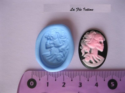 moule silicone à fimo plâtre résine scrap camée camé ovale femme 2/1.5cm 9466 