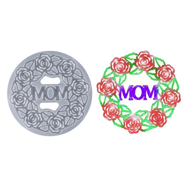 2pcs DIY Coaster Silicone Mold Crystal Drop MOM Garland Cup Holder Making Molds