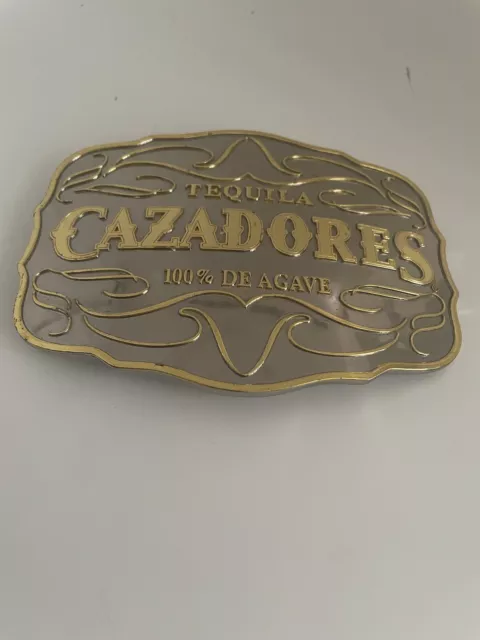 Cazadores Tequila Silver Gold Belt Buckle 100% De Agave Size 5’X3.5’