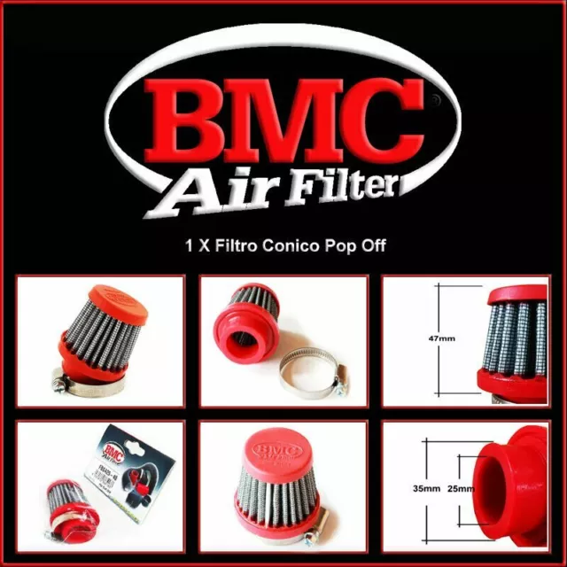 Filtro Conico BMC POP OFF sfiato esterno Fiat, Abarth e Alfa lavabile FBSA25-40