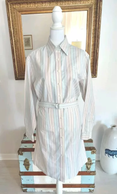 Brooks Brothers Womens Shirt Dress Sz 10 Striped Pastel Non Iron Button-Up NWOT