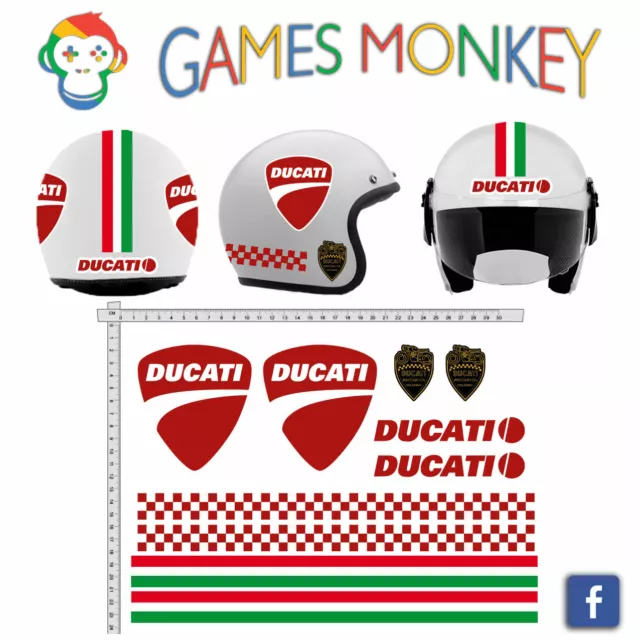 GamesMonkey Kit Adhesivos Casco Ducati Stripes Italia Casco Vinilo Brillo Surtid