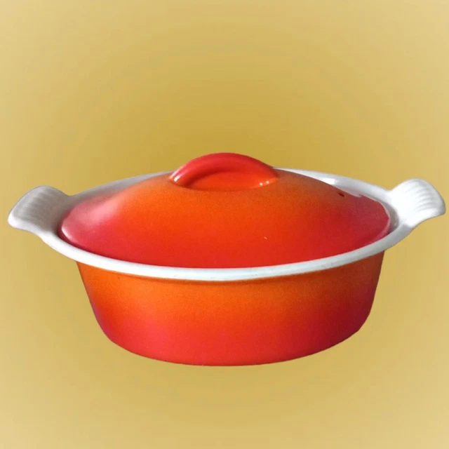 Plat fonte émaillée ovale rouge - 34x21cm