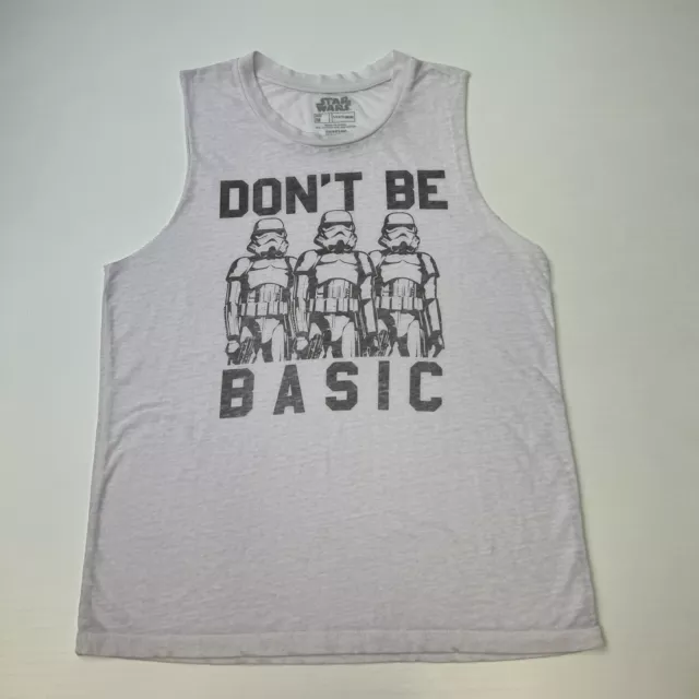 Star Wars Tank Mens Medium Don't Be Basic Stormtrooper Raw Hem Sheer Shirt White