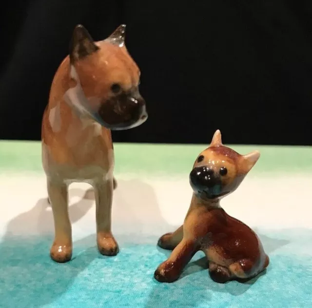 HAGEN RENAKER VINTAGE  Ceramic Mama & Baby Boxer!! 2 Figures! RARE!!