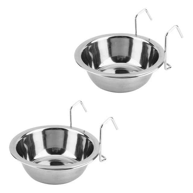 Tazón colgante de acero inoxidable para perro plato para gato loro alimentador bandeja de alimentación jaula para perro