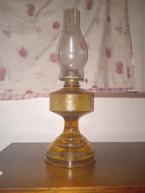 VINTAGE EAGLE Amber Yellow Glass Kerosene Oil Hurricane Lamp Shade 19”