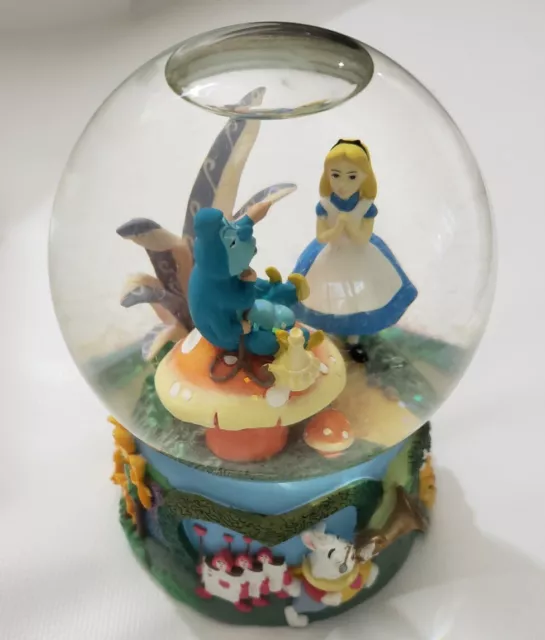 Disney Enesco Alice In Wonderland Snowglobe With Caterpillar Musical *I’m Late*