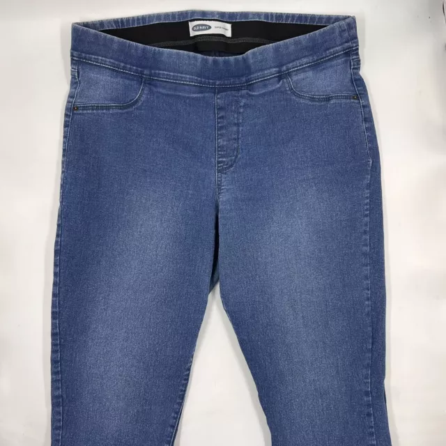 Old Navy Womens Super Skinny Jeans Size 16 Tall Blue Denim Cotton Stretch Slim