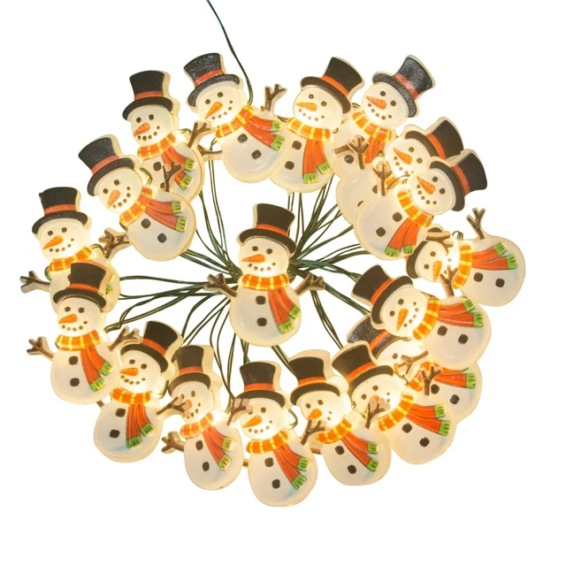 Holiday Time 3-Function 18 Snowman Icon LED Christmas Lights Battery Power NIB