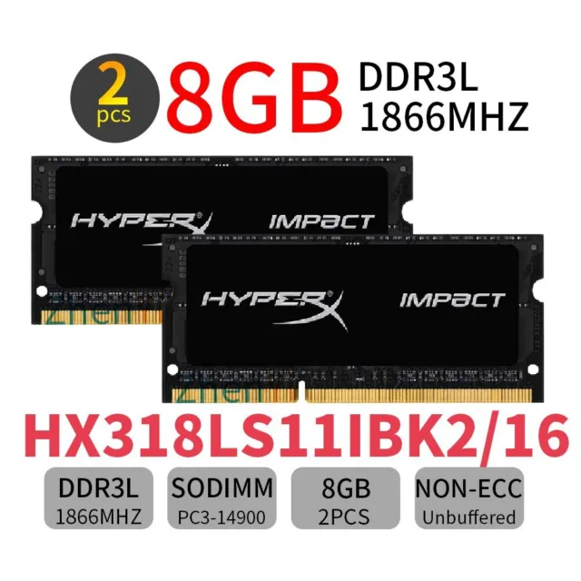 Kingston HyperX Impact 16GB 2x 8GB DDR3L 1866MHz HX318LS11IBK2/16 Laptop RAM BT