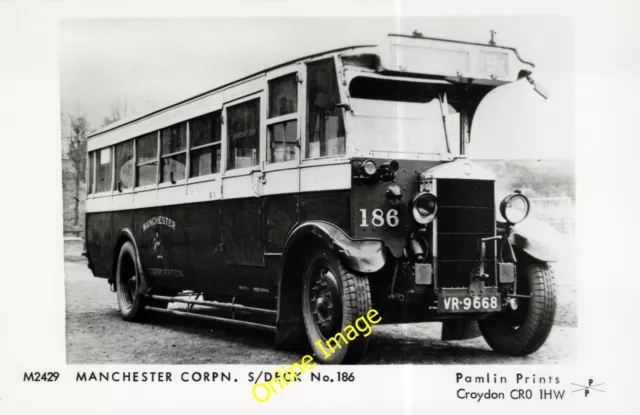 Postcard Pamlin Prints - M2429 Manchester Corporation Bus No 186 c1930's