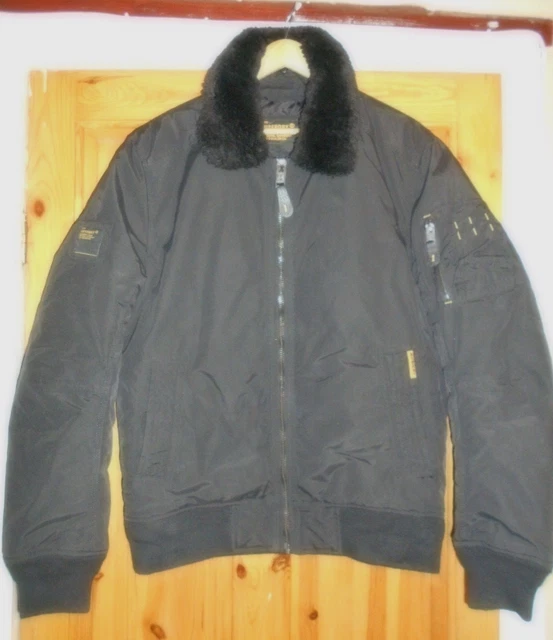 SUPERDRY 23RD SQUADRON Black Winter Flite Bomber Jacket Size L