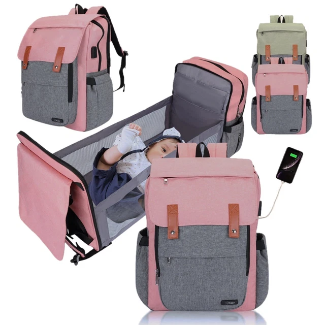 Large Baby Backpack Diaper Bag with Expanding Changing Station, USB Port