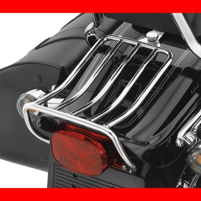 Porte-bagages Pour Harley-Davidson Sportster, Dyna, Softail - Chrome, Montage Sur Plaques Latérales, Compatible Sissybar Carré