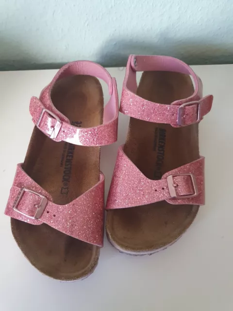 Birkenstock Gr 32 schmal Nubuk Glitzer Rosa Pink