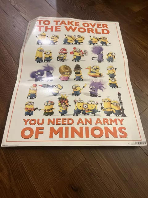 PÓSTER DE DIBUJOS ANIMADOS DESPRECIABLE ME ~ TOMA EL MUNDO/EJÉRCITO DE MINIONS ~ 24x36