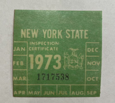 1973 NY VEHICLE Inspection Sticker ORIGINAL REAL Vintage Auto Car $20.