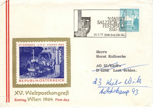 Österreich Sonderwerbestempel 50 Jahre Salzburger Festspiele 26.8.1970