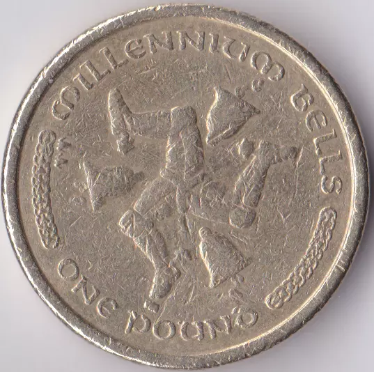 Isle of Man £1 One Pound Millennium Bells Circulated Coin IOM MANX Royal Mint