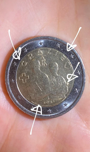 Moneta Rara MONETA RARA GRAZIE medici 2021 da 2 euro errore di conio! EUR 300,00 ...