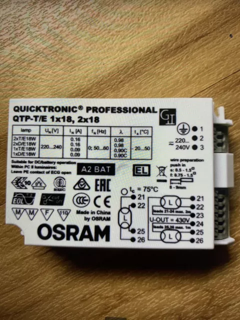 Osram Vorschaltgerät Quicktronic QTP-T/E 1x18, 2x18 NEU/OVP