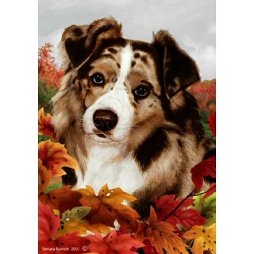 Fall Garden Flag (TB) - Red Merle Australian Shepherd 132021