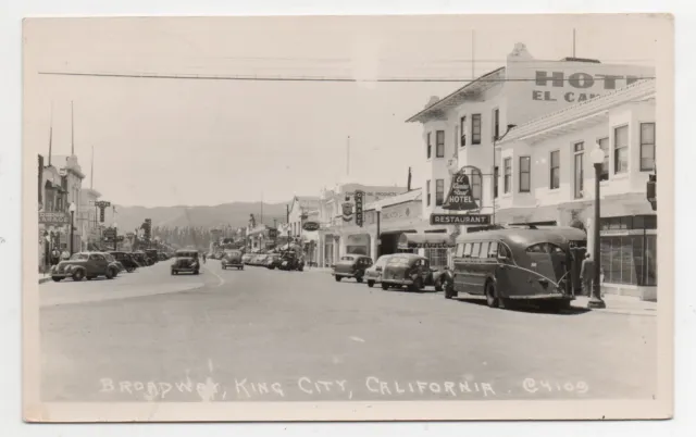 1940s RPPC Postcard of Broadway Street Scene King City CA