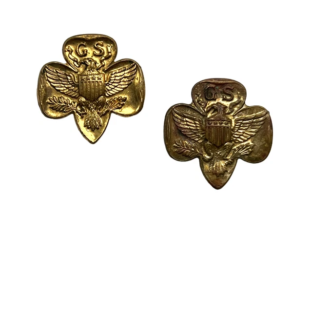 Vintage Girl Scout Pins Lot of 2 Safety Pin Clasp 4 Star