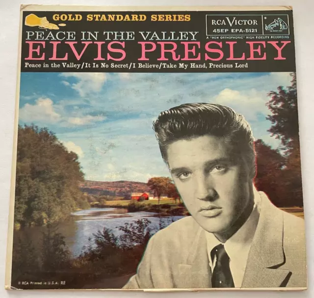 Elvis Presley "Peace in the Valley" EP 45 w/Cardboard Sleeve - RCA Victor -Clean