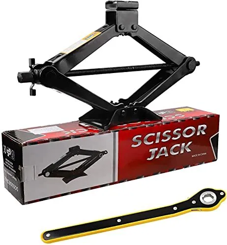 Scissor Jack 2.5 tons (5,511 lbs) Capacity with Ratchet Handle Effort Saving ...