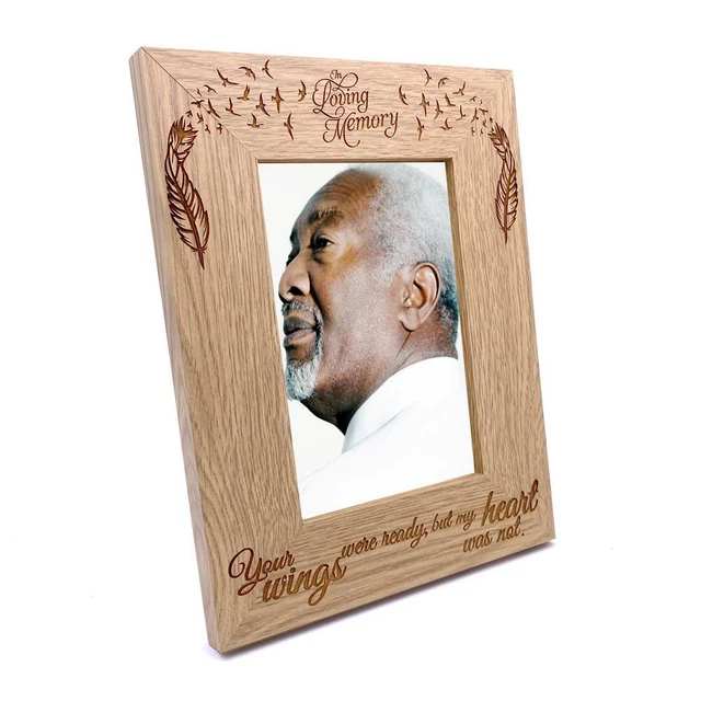 IN LOVING MEMORY Remembrance Memorial Portrait Oak Wood Finish Photo ...