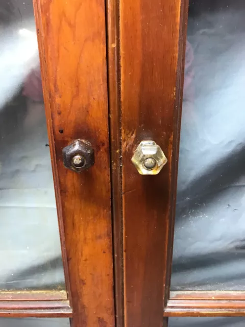 Pair Antique 3 Lite Arched Glass Cabinet Cupboard Window Doors VTG 9x44 911-22B 2