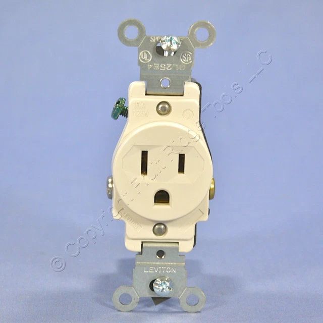 Leviton Light Almond COMMERCIAL Single Outlet Receptacle 5-15R 15A Bulk 5015-T