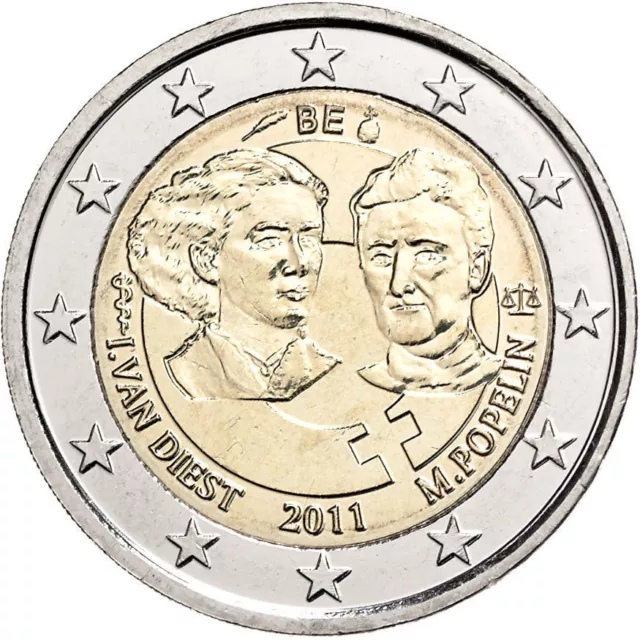 manueduc 2  Euros  BELGICA 2011 Conmemorativa  DIA DE  MUJER TRABAJADORA  NUEVOS