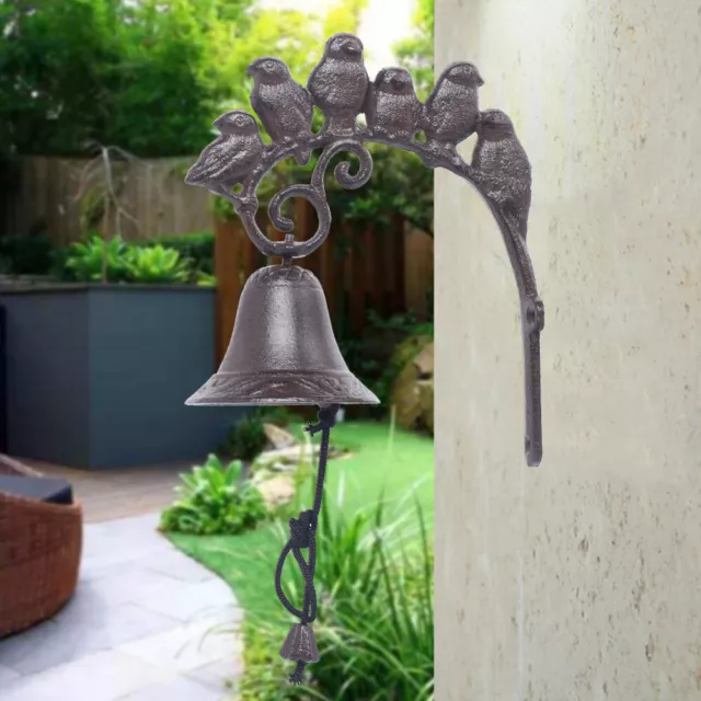 1Pcs Hand Crafted Cast Iron Birdies Bell Antique Wireless Home Indoor Decoration