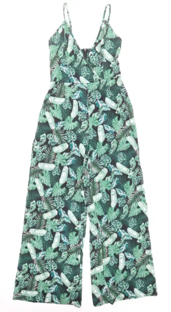 Tuta unica da donna verde geometrica poliestere Boohoo taglia 8 cerniera
