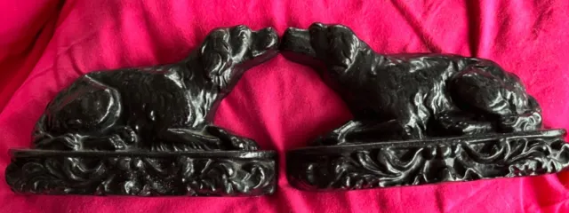 Pair of Black Cast Iron Decorative  Dog Bookends