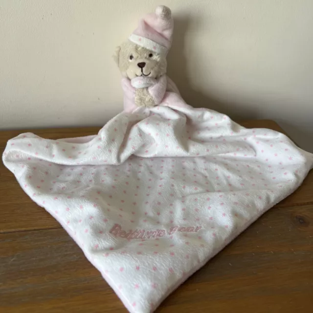 MOTHERCARE PINK SMALL Stars Bedtime Bear Rattle Comforter Soft Toy