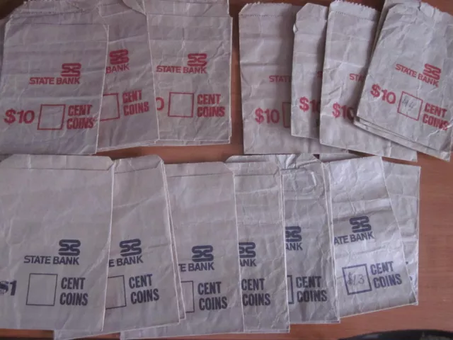 29  Paper coin bags.State Bank of Vic, used.