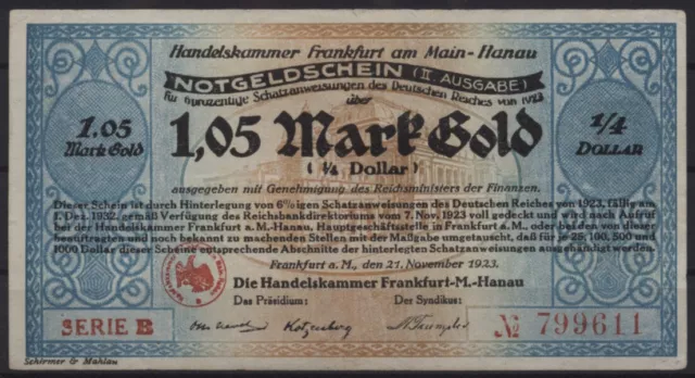 [27098] - GOLD-NOTGELD FRANKFURT am Main und HANAU, Handelskammer, 1,05 Mark Gol