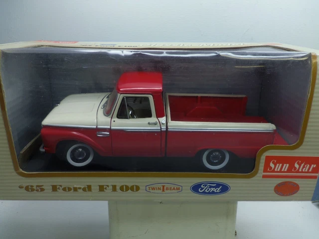 1:18 Sun Star 1965 Ford F-100 Custom Cab Pickup ICE CREAM TRUCK Good Humor Blanc