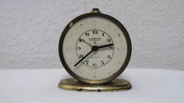 SELTEN Blinden Wecker LOOPING SINN Alarm Clock Reisewecker Swiss Tischuhr Uhr