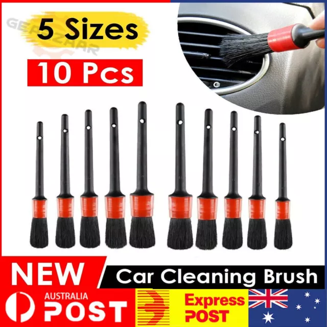 10pcs Car Detailing Cleaning Brush Set For Dashboard Crevice Engine Wheel Air